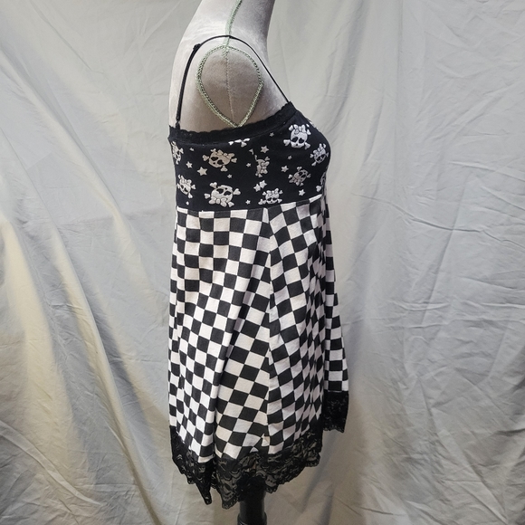 Girly Skulls and Checks Babydoll Top - Picture 4 of 7